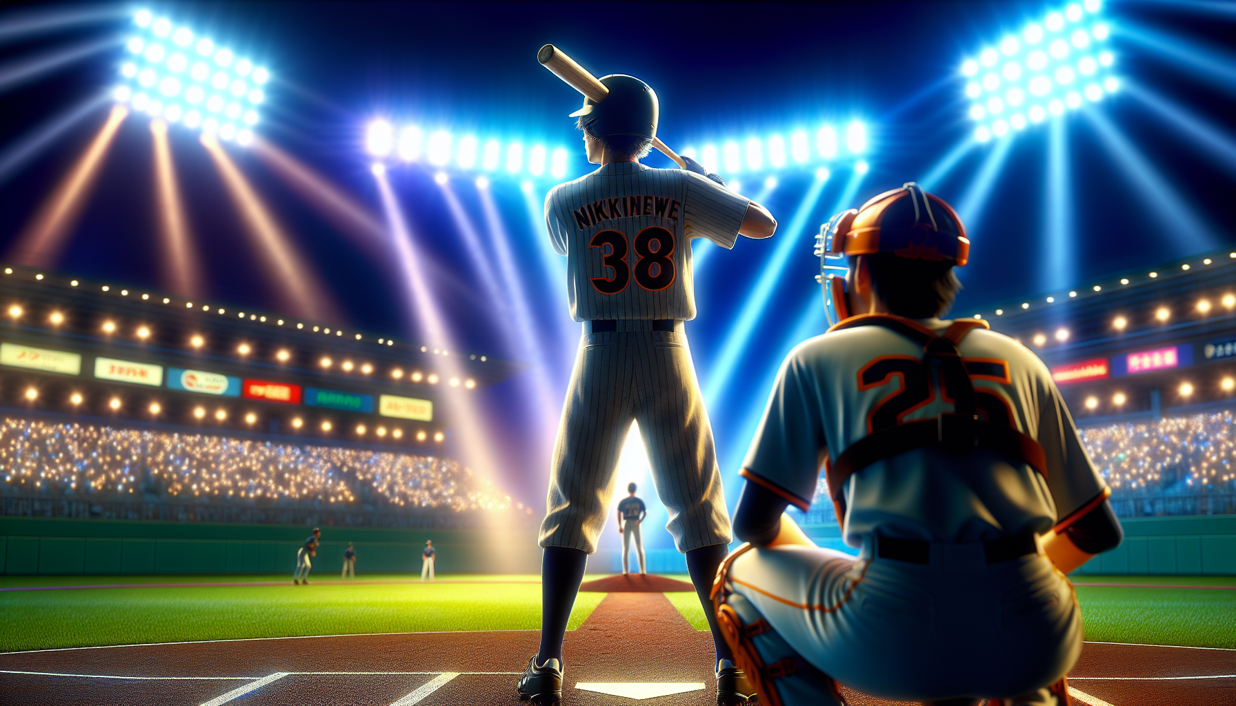 甲子園球場の電光掲示板に表示された、巨人の「4番・キャッチャー・岸田行倫」という衝撃的なスターティングメンバー。
