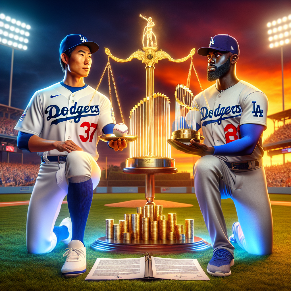 ドジャースのユニフォームで喜ぶムーキー・ベッツ選手。この記事では彼の異例な契約内容と後払いの仕組みを解説。