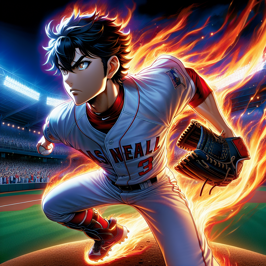 ワールドシリーズ第7戦のマウンドに立つ大谷翔平。歴史的な先発登板を前に集中した表情を見せている。