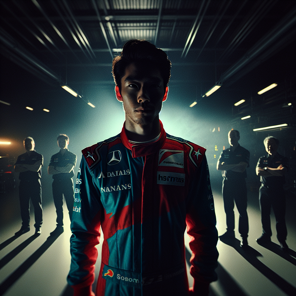 予選でチームのミスにより19番手に沈み、ピットでヘルメットを被ったまま悔しがる角田裕毅。チームの現状を象徴する一枚。