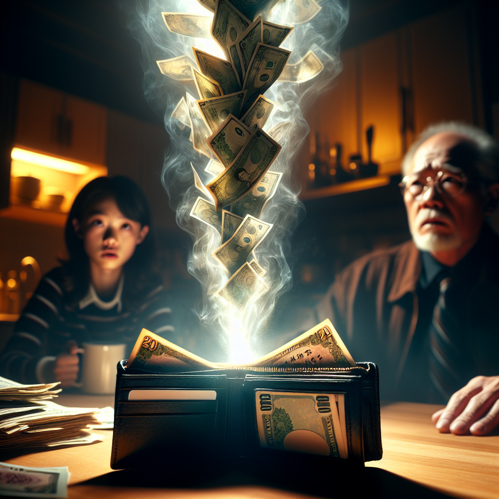 高校生の扶養控除縮小による家計への影響を心配し、電卓を片手に家計簿をながめる女性。子育て世帯の税負担増問題。