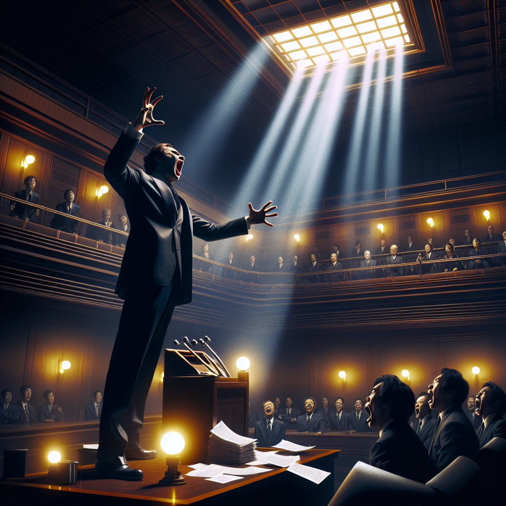 緊急配信で議員定数削減について語る日本維新の会・吉村洋文代表と、反対派とされる高市早苗氏、岡田克也氏の顔写真の合成画像