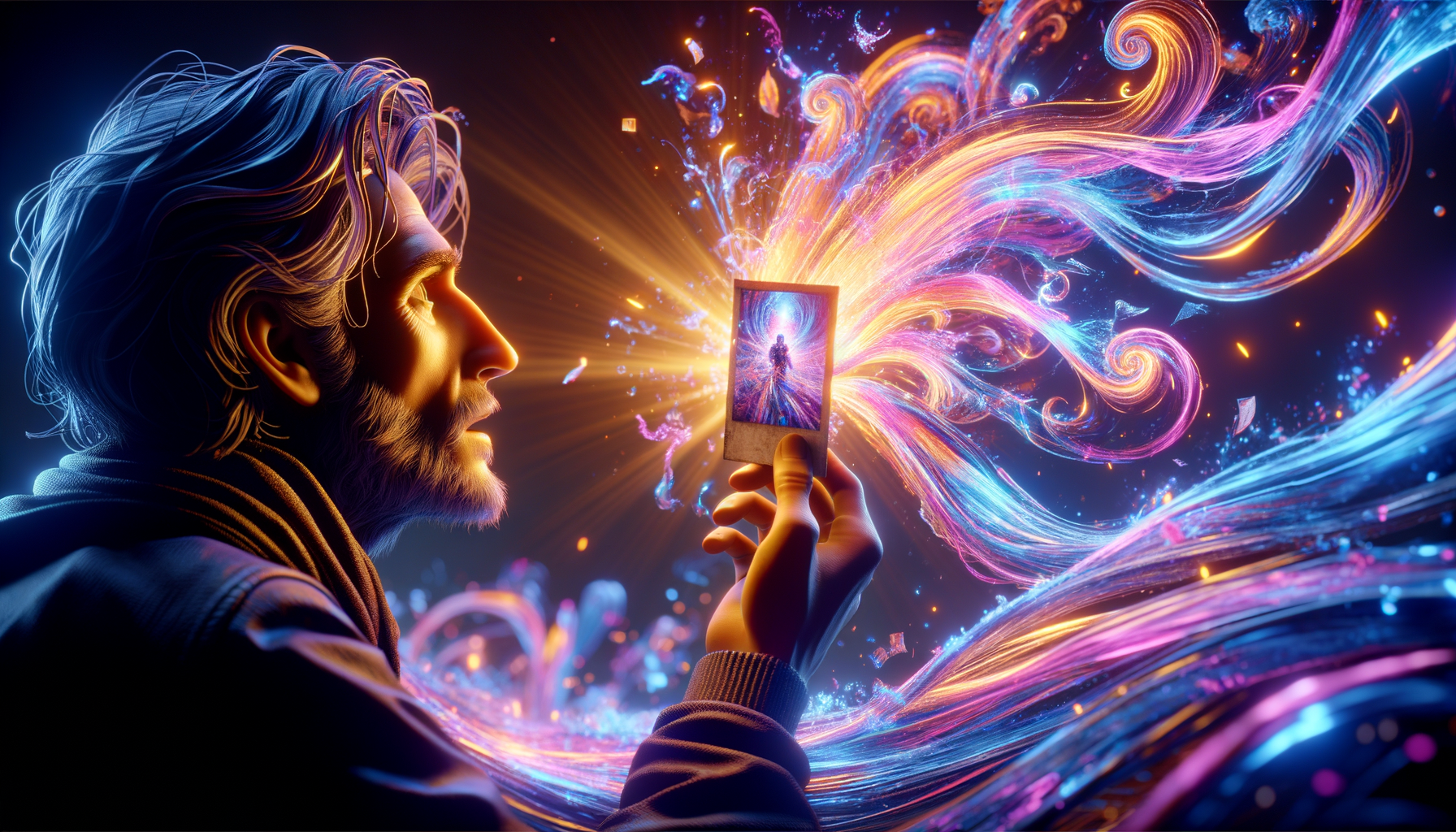 夕暮れの部屋で、古いアルバムを懐かしそうに眺めている人の手元