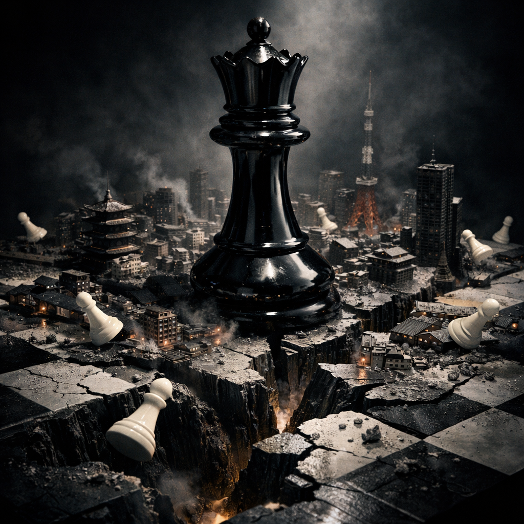 衆院解散の報道を背景に、頭を抱える市役所職員のイメージ